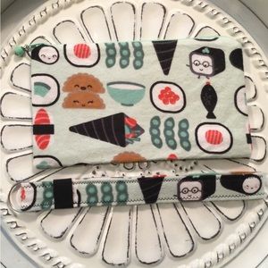 SET: SUSHI HandMade Zip Bag Cosmetic SUSHI BAG & KEYCHAIN Gift